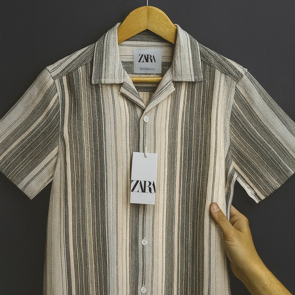 Premium Textured Vertical Stripe Shirt – Breathable & Casual Fit| CD-HSC13
