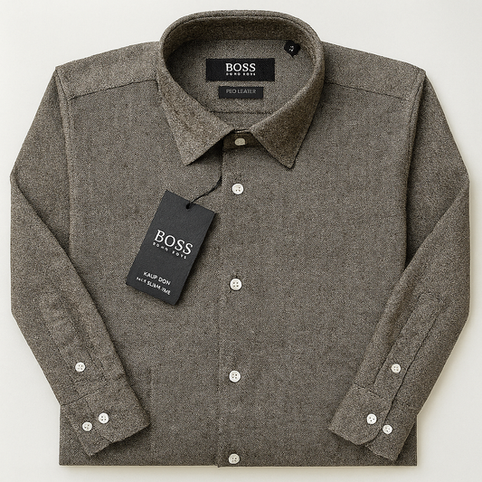 Premium Slim Fit Textured Formal Remi Cotton Shirt - Mid Cool Grey| CD-FM1