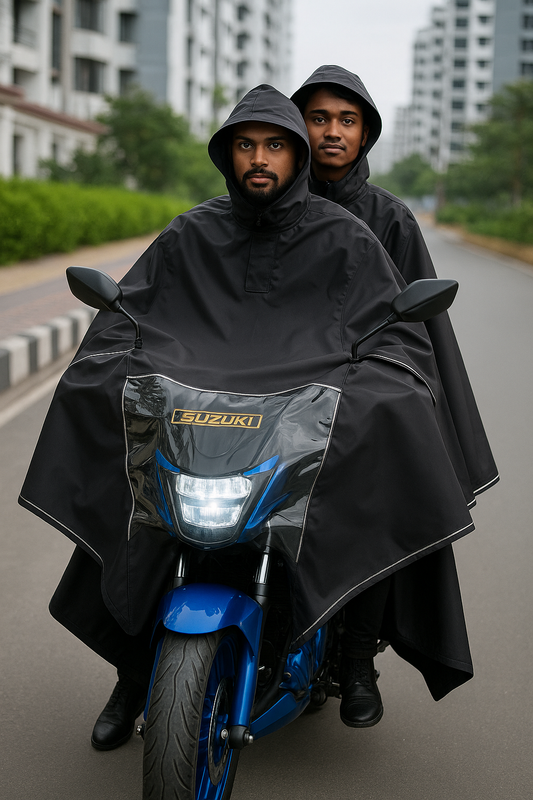 Double Cover Raincoat for Bike Riders – Waterproof Protection for Two | Premium Biker Rain Poncho