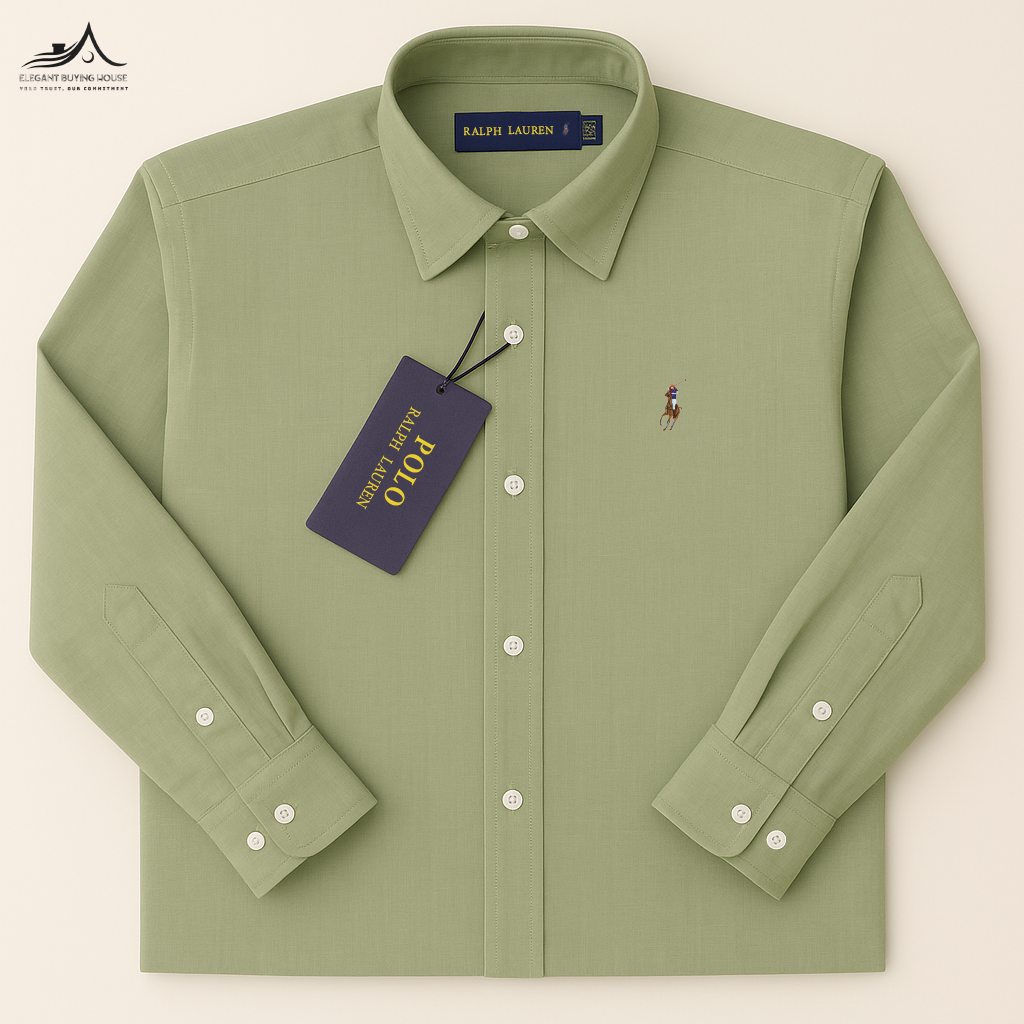 Premium Olive Green Long Sleeve Shirt – Effortless Style with Natural Sophistication| CD-FM34