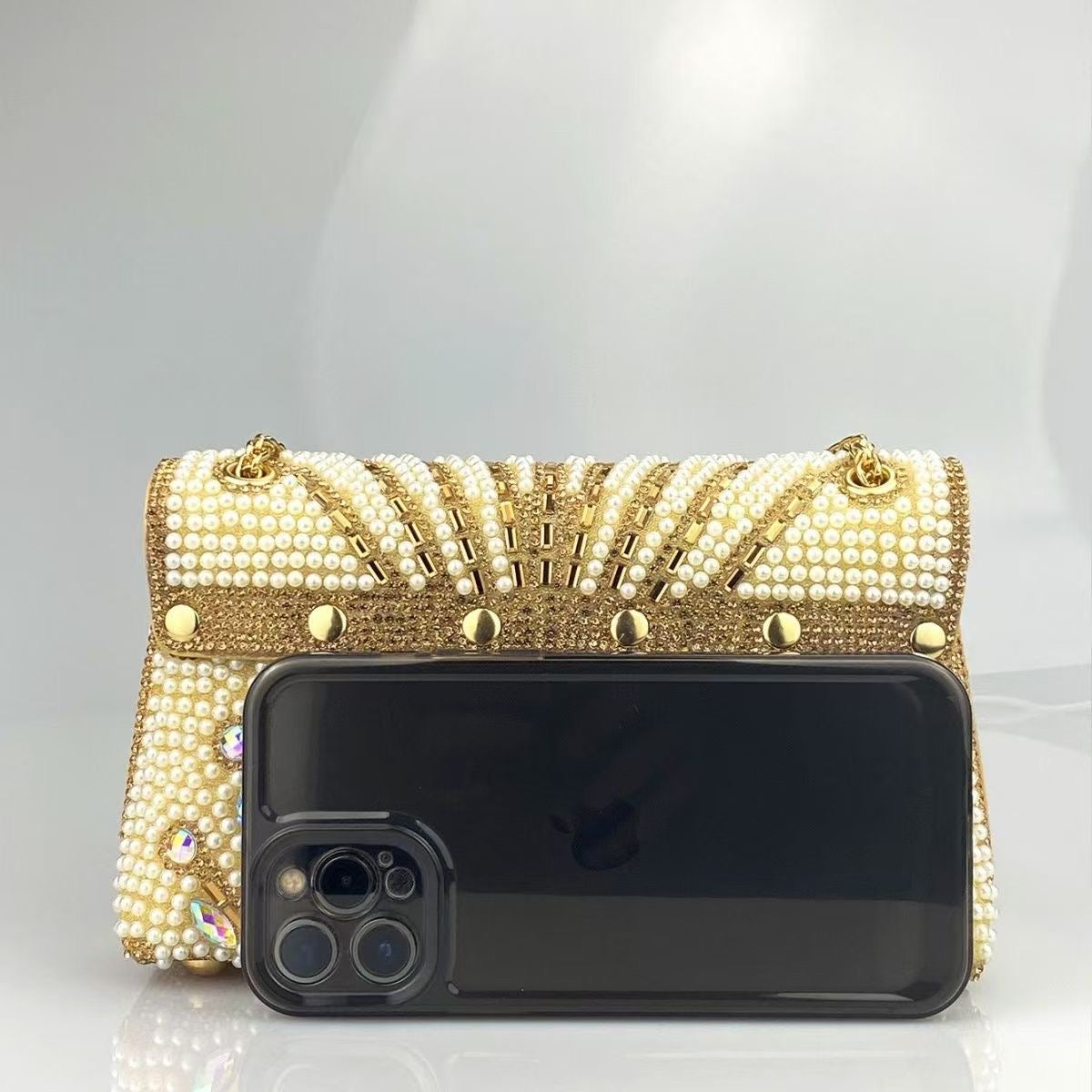 Crystal pearl shiny cross-body shoulder bag CD-LHB123  (China To Bangladesh Home Delivery)