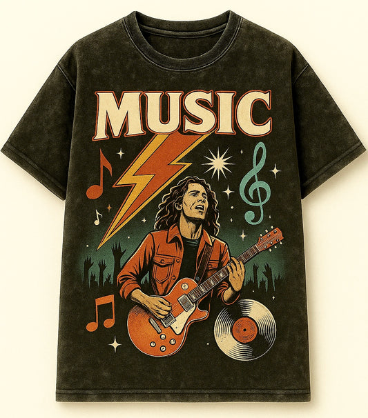 MUSIC POWER Drop Shoulder Rockstar T-Shirt – Pre-Order. CD-ACD115 (China To Bangladesh Home Delivery)