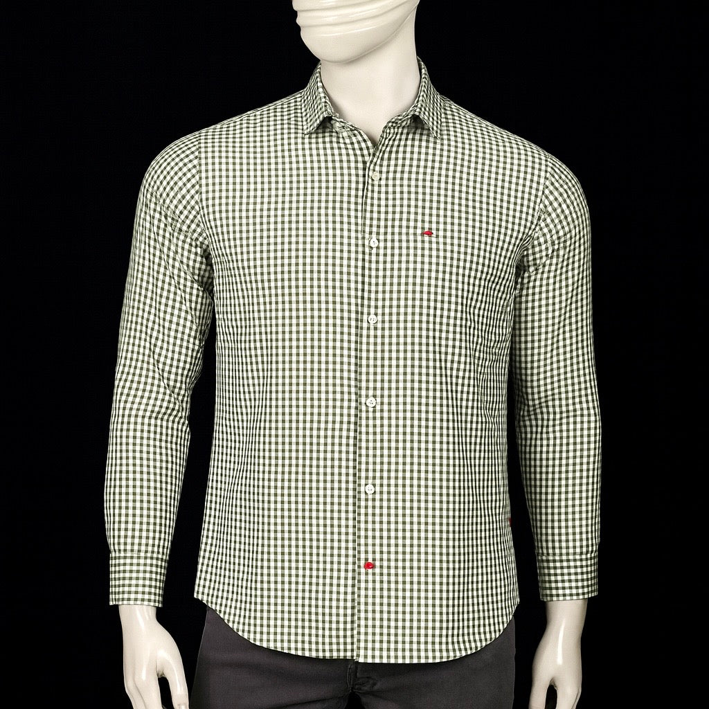 Classic Olive Green Gingham Check Shirt – Smart. Sleek. Timeless| CD-CSC13