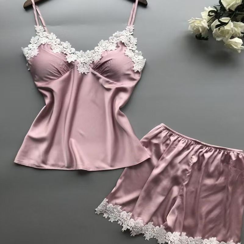 Spring And Summer Spaghetti Women's Strap Pajamas Shorts Set CD-WCF47 (China To Bangladesh Home Delivery)