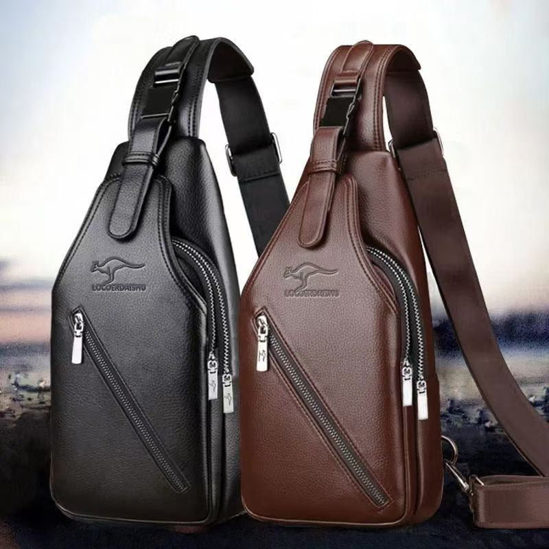 Official authentic men's Pure Leather cross-body shoulder bag, fashionable casual leather bag MF100 (China To Bangladesh Home Delivery)