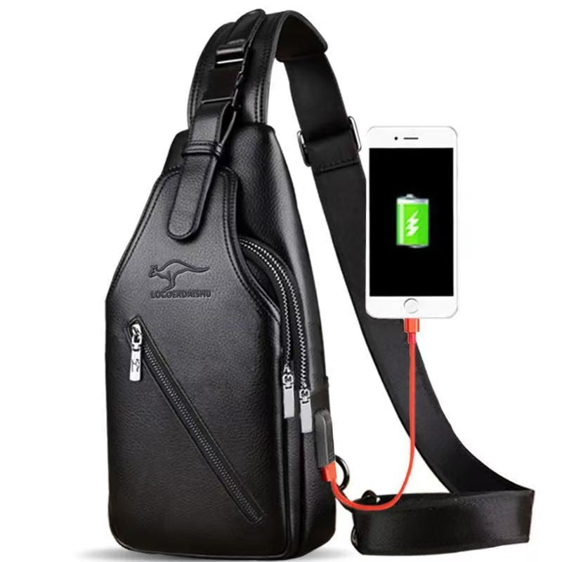 Official authentic men's Pure Leather cross-body shoulder bag, fashionable casual leather bag MF100 (China To Bangladesh Home Delivery)