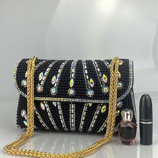 Crystal pearl shiny cross-body shoulder bag CD-LHB123  (China To Bangladesh Home Delivery)