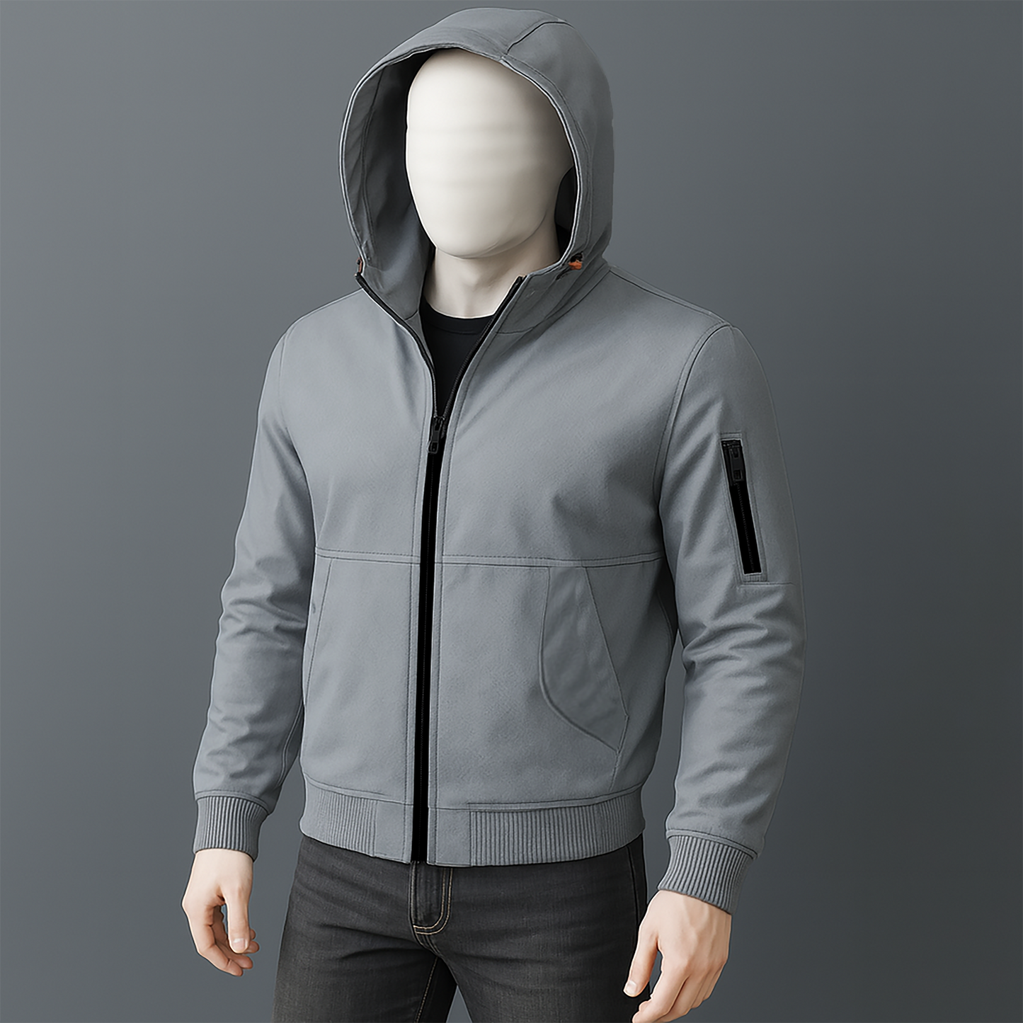 Men’s Premium Hooded Zipper Jacket – Burgundy | Olive Brown | Steel Grey|CD-WMC10