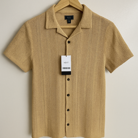 Classic Beige Textured Knit Shirt – Summer-Ready Comfort & Style| CD-HSC11