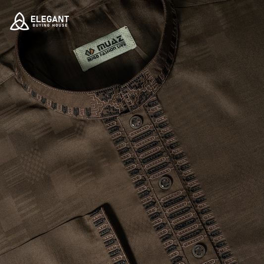 Elegant Textured Panjabi with Premium Embroidered Placket | CD-PG95