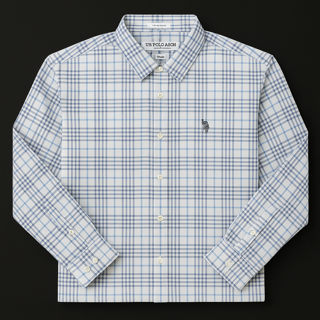 Premium Blue Grid Check Formal Shirt Shirt for Men – Stylish & Comfortable| CD-CSC14