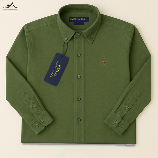 Olive Green Classic Formal Shirt – Effortless Sophistication & Everyday Comfort| CD-FM36