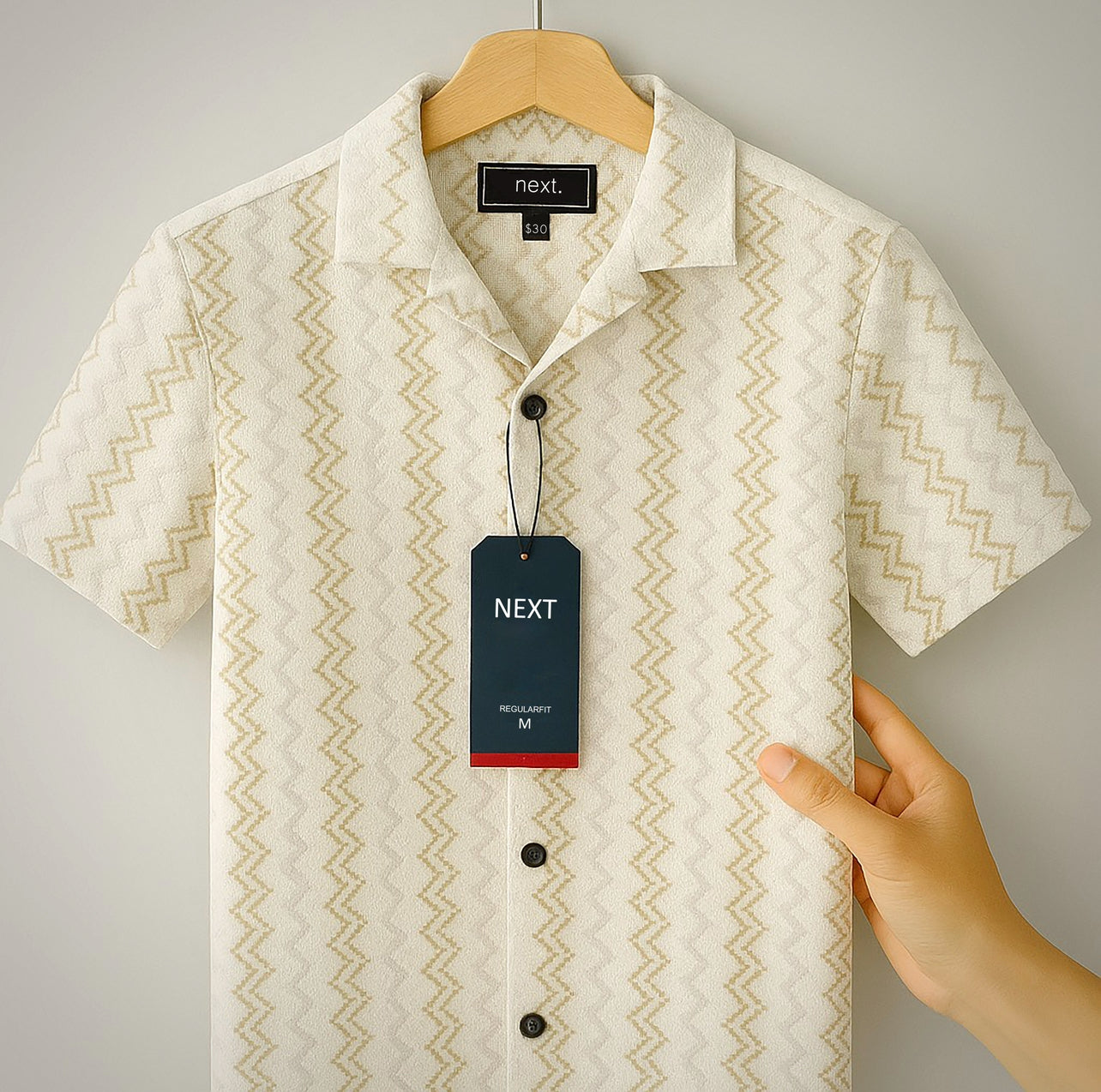 Premium Zigzag Pattern Short Sleeve Shirt Collection – Modern Casual Elegance| CD-HSC31