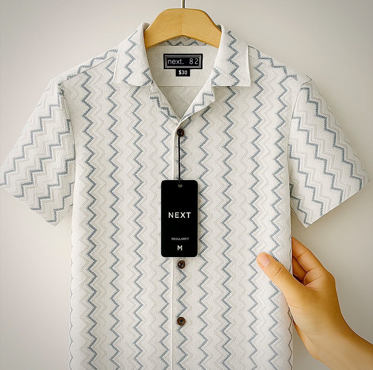 Premium Zigzag Pattern Short Sleeve Shirt Collection – Modern Casual Elegance| CD-HSC31
