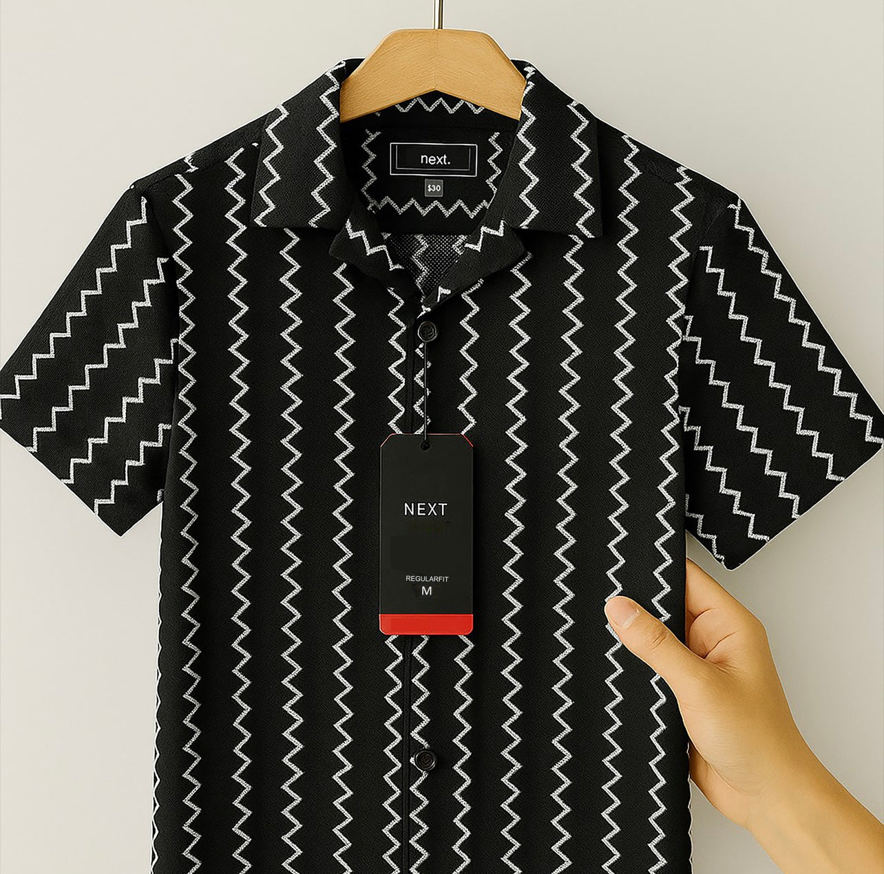 Premium Zigzag Pattern Short Sleeve Shirt Collection – Modern Casual Elegance| CD-HSC31