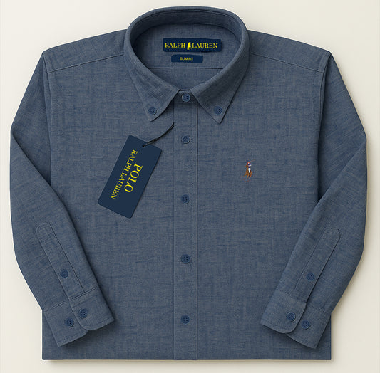 Premium Denim-Blue Slim-Fit Shirt – Classic Style & All-Day Comfort| CD-FM12
