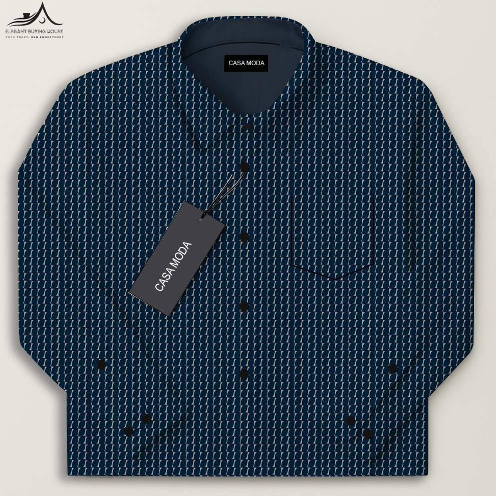 Luxury Navy Patterned Shirt – Sophisticated Design for Effortless Style| CD-FM24