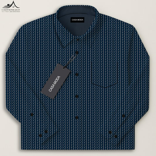 Luxury Navy Patterned Shirt – Sophisticated Design for Effortless Style| CD-FM24