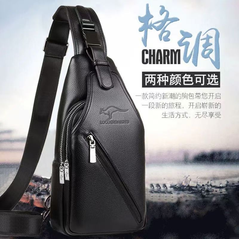 Official authentic men's Pure Leather cross-body shoulder bag, fashionable casual leather bag MF100 (China To Bangladesh Home Delivery)