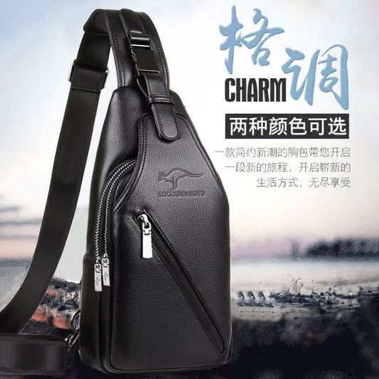 Official authentic men's Pure Leather cross-body shoulder bag, fashionable casual leather bag MF100 (China To Bangladesh Home Delivery)