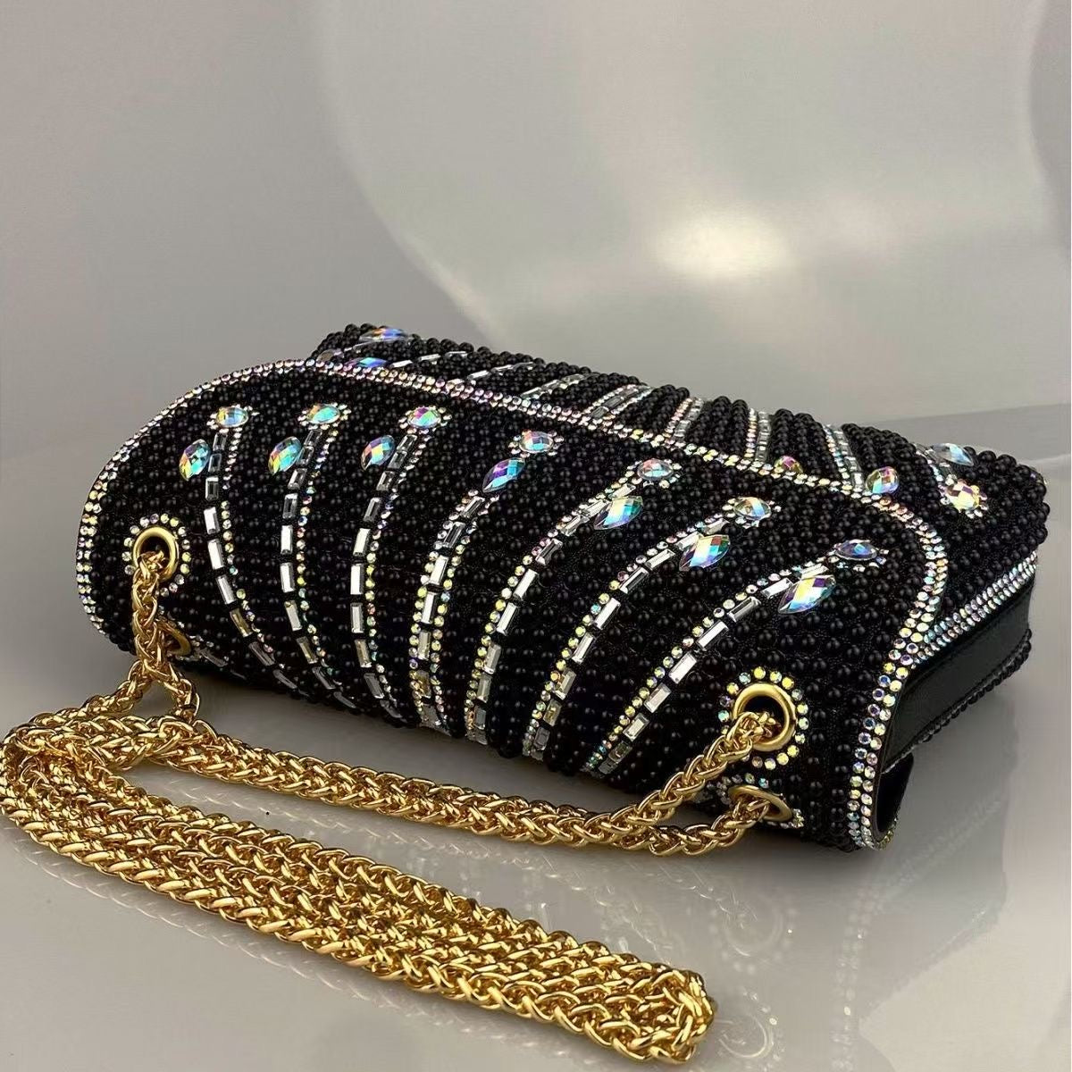 Crystal pearl shiny cross-body shoulder bag CD-LHB123  (China To Bangladesh Home Delivery)