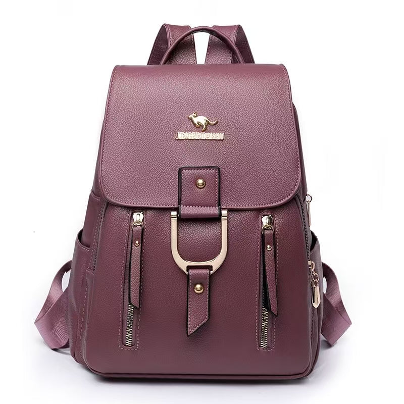 Women's  Double shoulder bag soft leather backpack fashionable casual large capacity CD-LHB72  (China To Bangladesh Home Delivery)