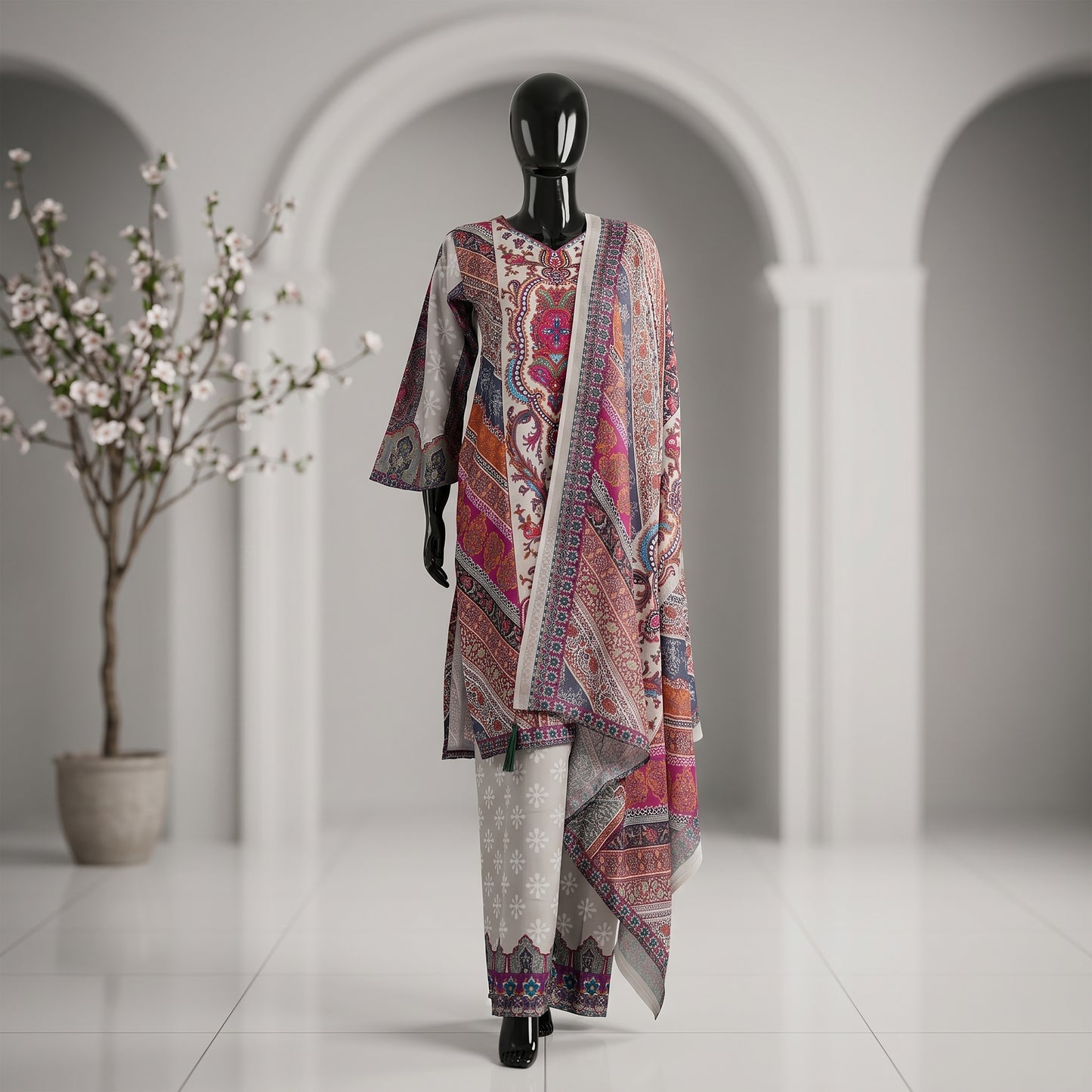 Elegant Ethnic Print Three Piece Set | CD-WD10