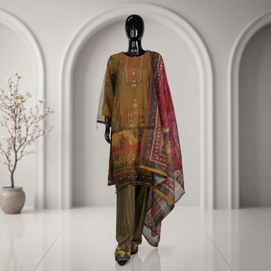 Elegant Traditional Printed Three Piece Set | CD-WD27