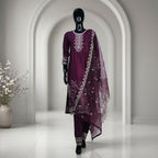 Elegant Embroidered Classic Three Piece Set | CD-WD28