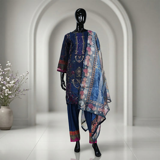 Luxury Embroidered Style Three Piece Set | CD-WD9