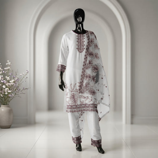 Elegant Embroidered Floral Three Piece Set | CD-WD21
