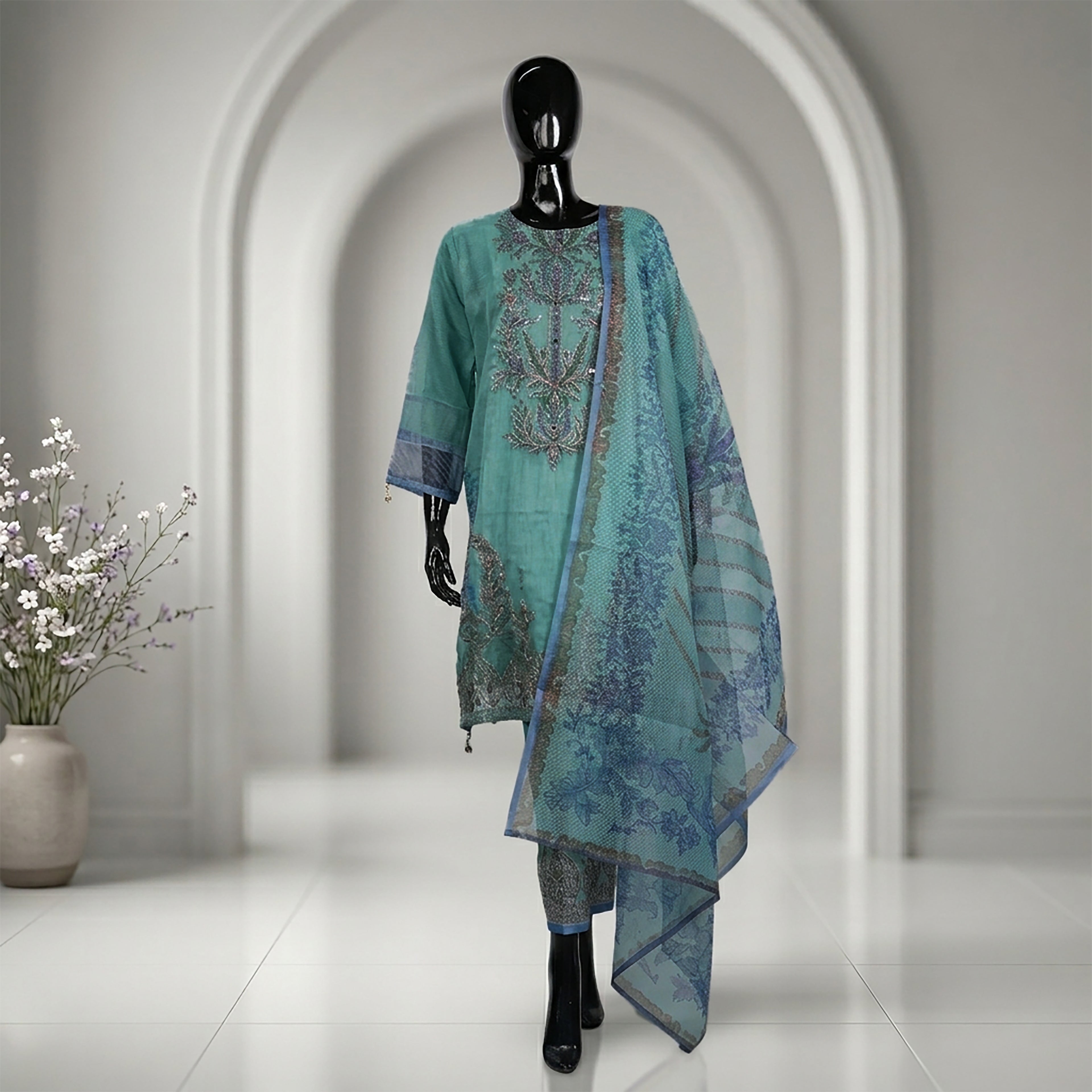 Elegant Embroidered Style Three Piece Set | CD-WD17