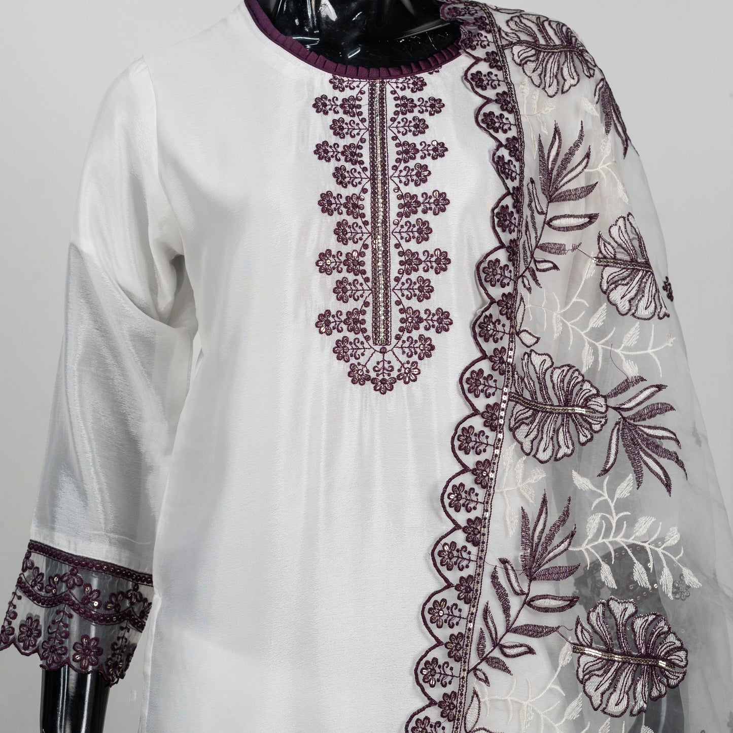 Elegant Embroidered Floral Three Piece Set | CD-WD21