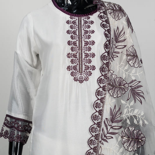 Elegant Embroidered Floral Three Piece Set | CD-WD21
