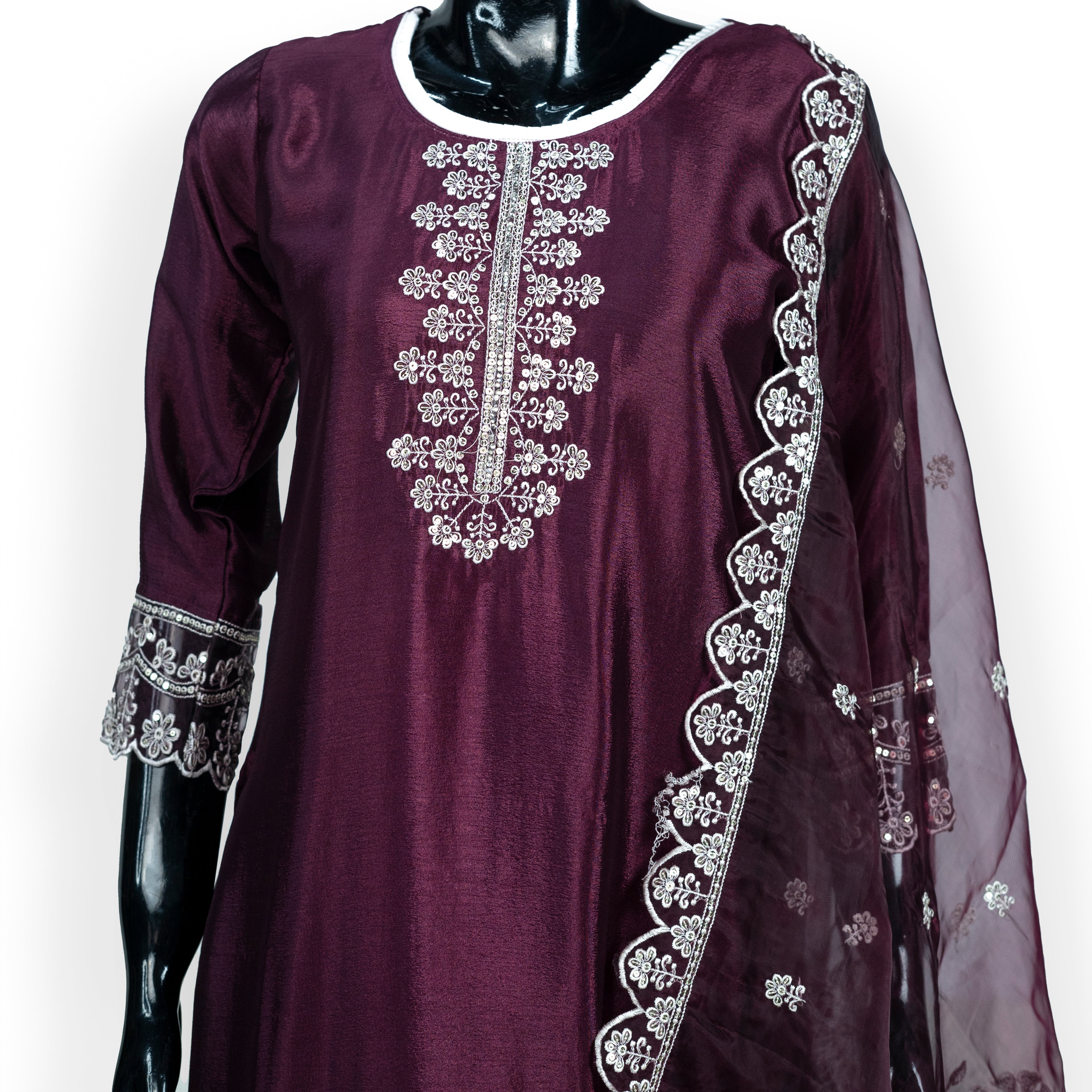 Elegant Embroidered Classic Three Piece Set | CD-WD28