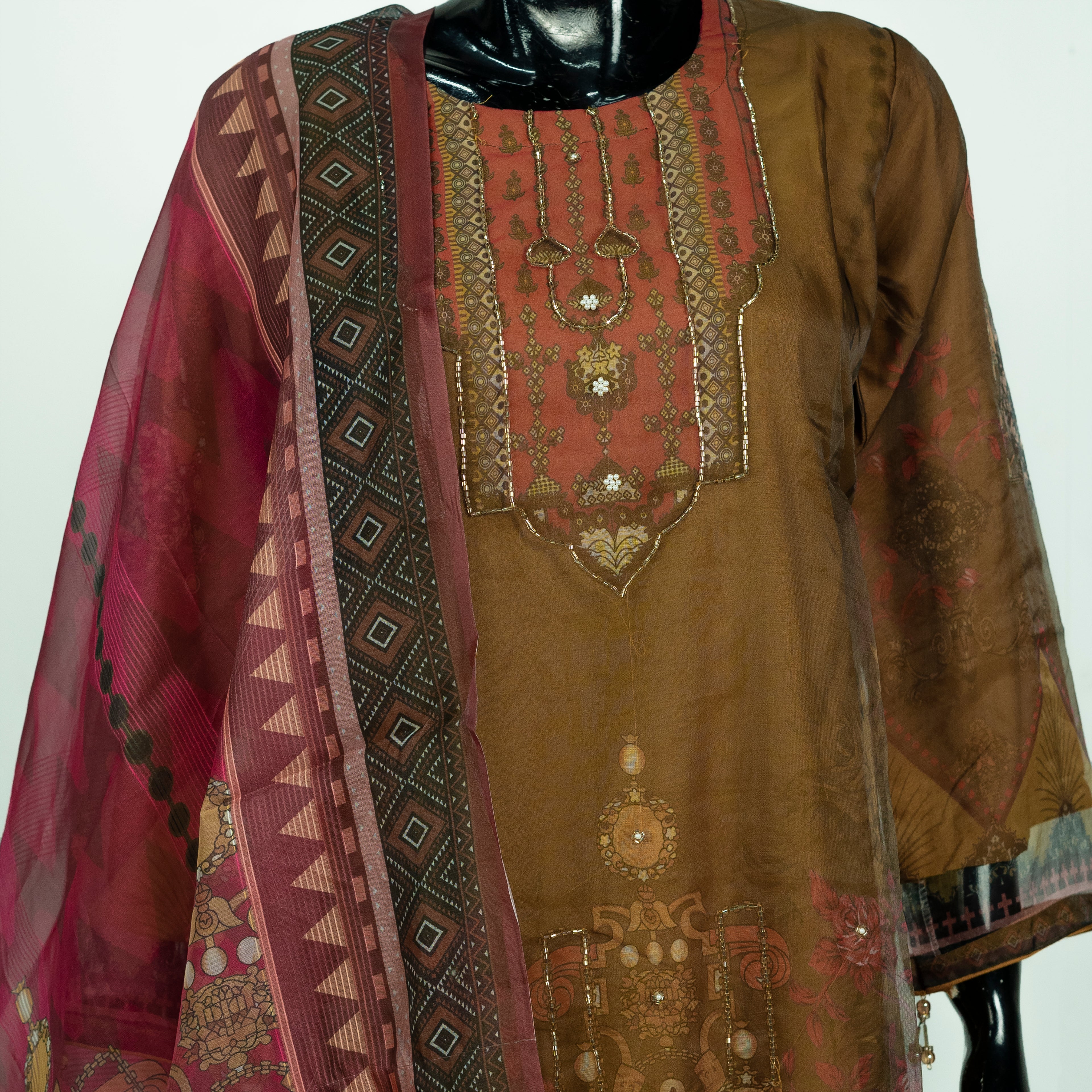 Elegant Traditional Printed Three Piece Set | CD-WD27