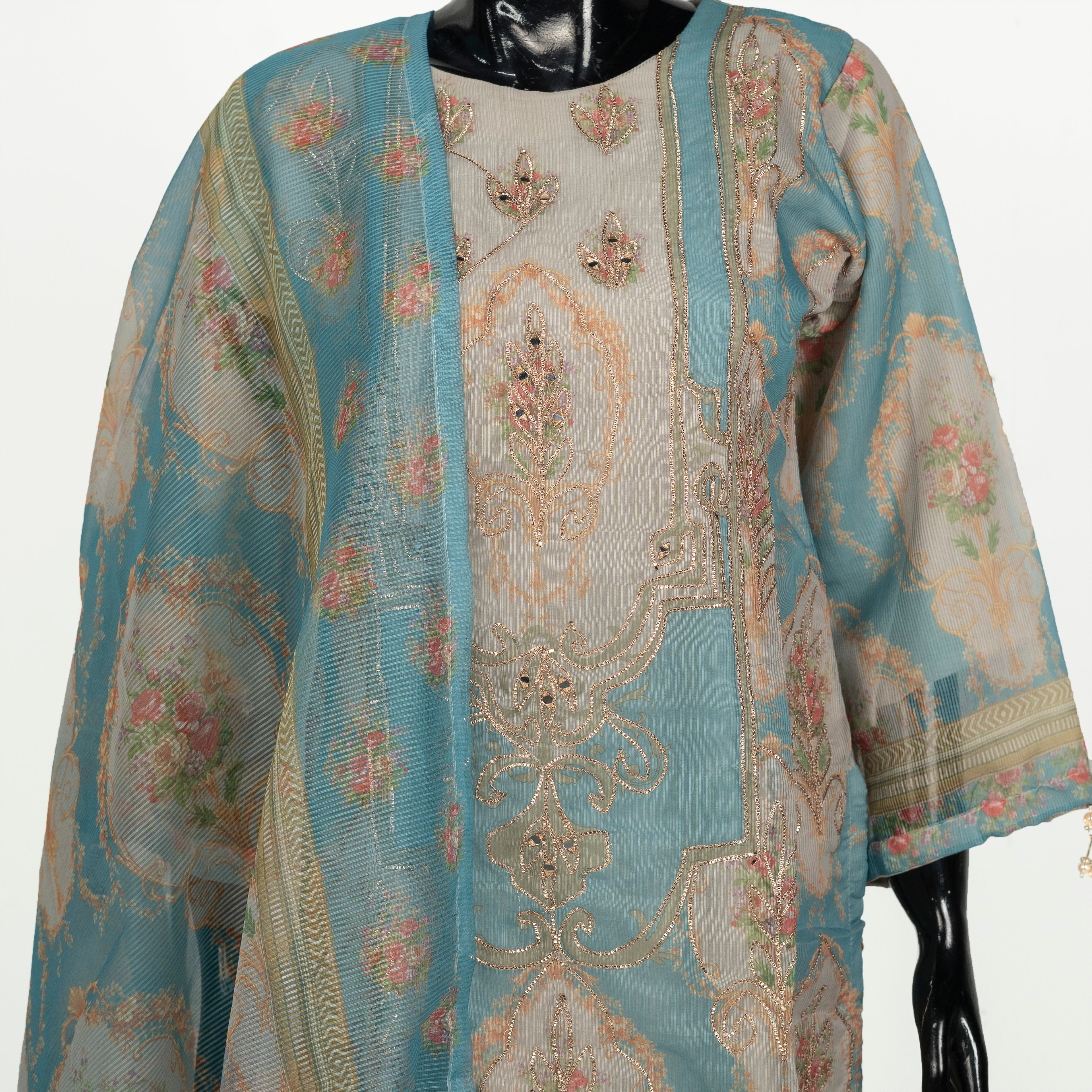 Elegant Festive Embroidered Three Piece Set | CD-WD23