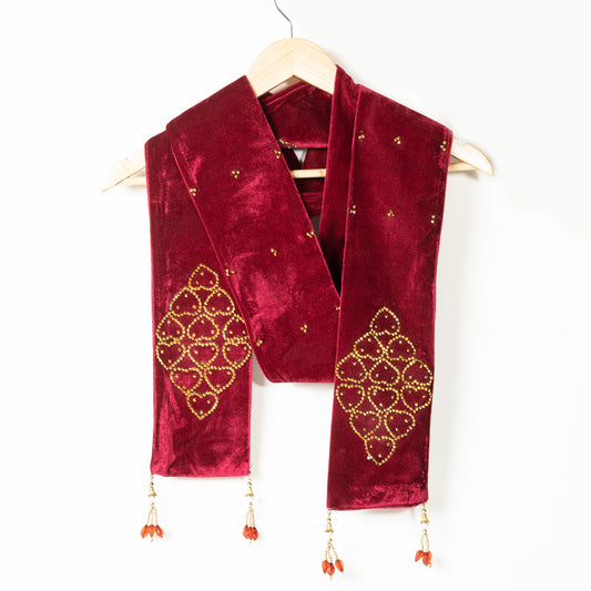 Embroidered Velvet Dupatta for Festive & Wedding Wear | CD-WRD2