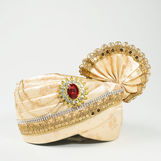 Designer Wedding Pagri with Stone Work for Men | CD-WRP3