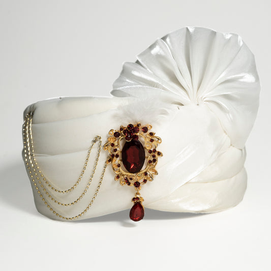 Royal Embellished Wedding Pagri with Elegant Brooch Design | CD-WRP4