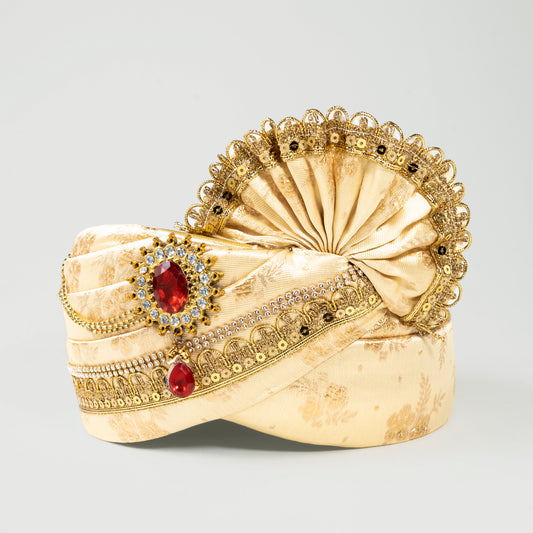 Wedding Pagri with Designer Brooch & Traditional Finish | CD-WRP5