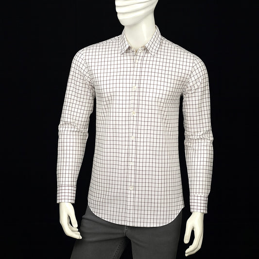 Men’s Premium White & Maroon Grid Shirt – Smart Casual for Office & Outings| CD-CSC15