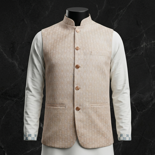 Classic Textured Punjabi Waistcoat for Elegant Traditional Wear | CD-PGT13