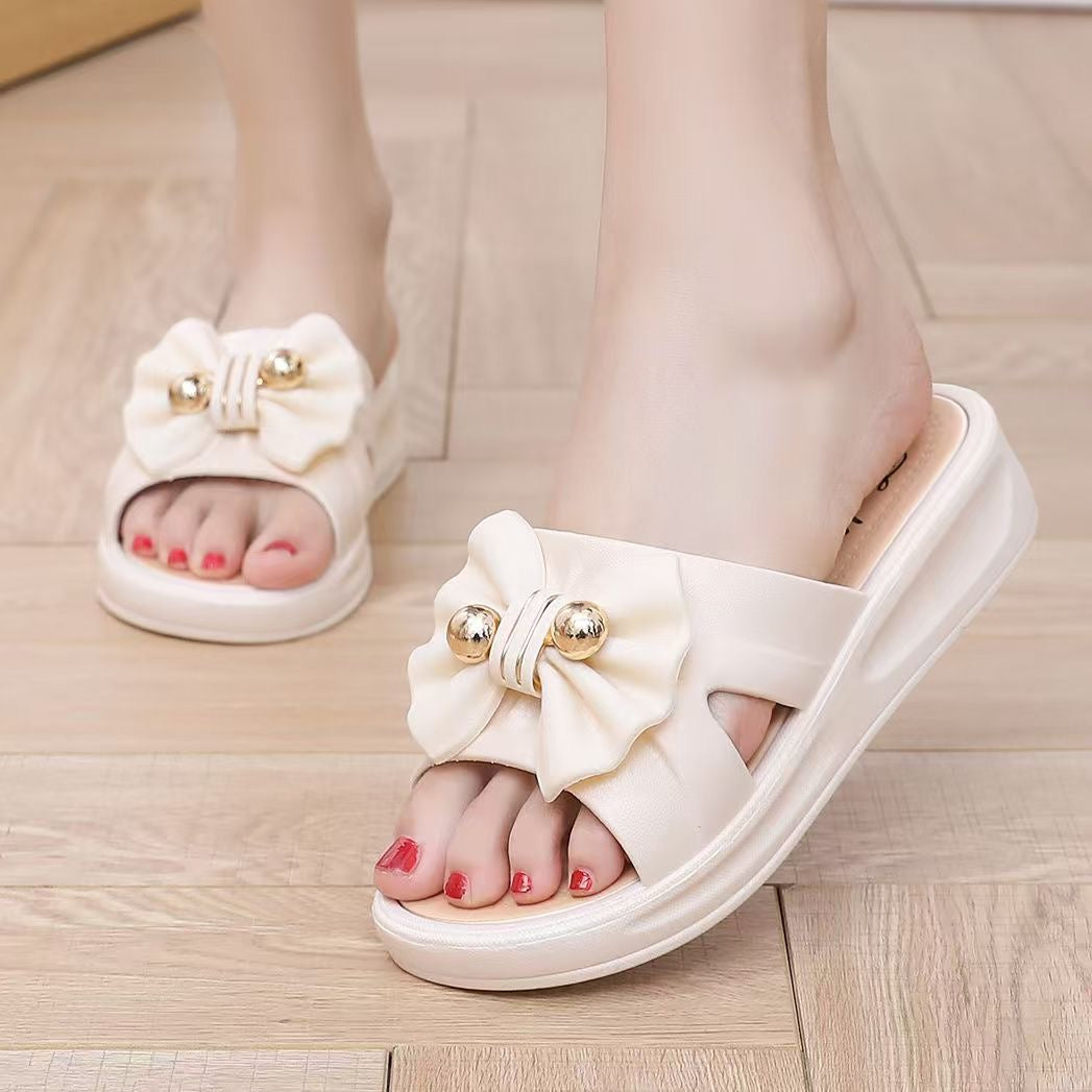 Women's summer new style bow tie flip-flops fairy multi-functional soft sole sandals CD-WS7 (China To Bangladesh Home Delivery)