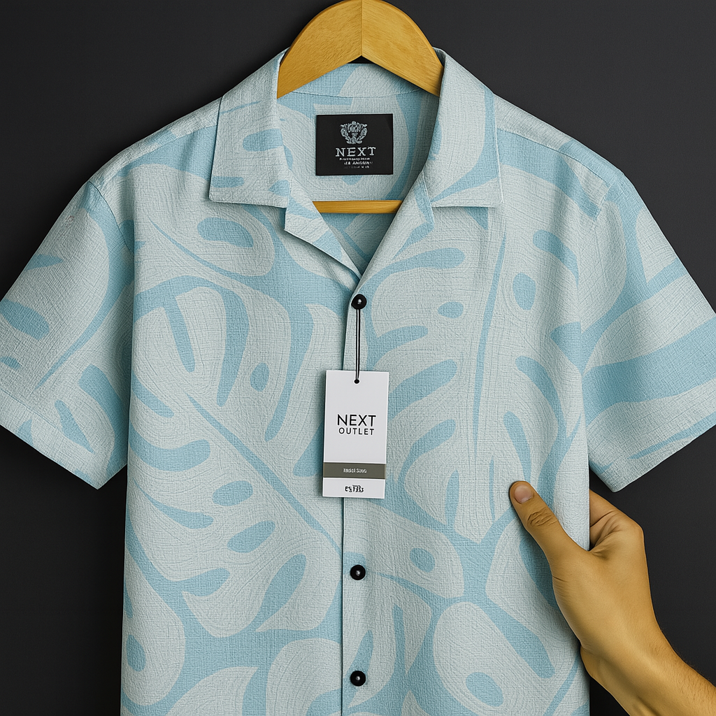Coastal Elegance – Luxury Sky Blue Short Sleeve Shirt| CD-HSC23