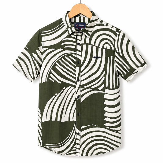 Modern Abstract Pattern Casual Half Sleeve Shirt | CD-PSH14