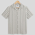 Classic Stripe Q-Van Collar Casual Half Sleeve Shirt| CD-PSH17