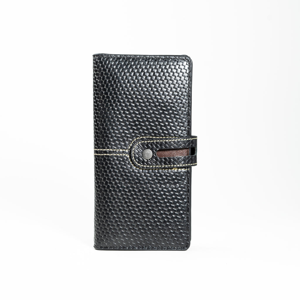Elegant Textured Long Wallet with Secure Strap Closure | CD-MW8