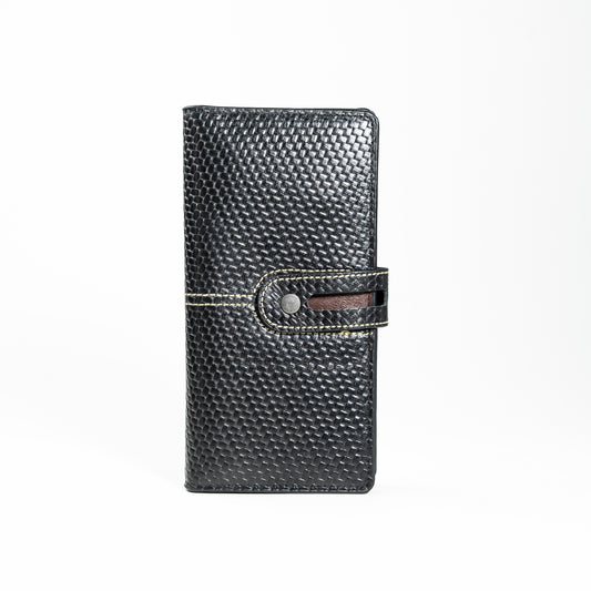 Elegant Textured Long Wallet with Secure Strap Closure | CD-MW8