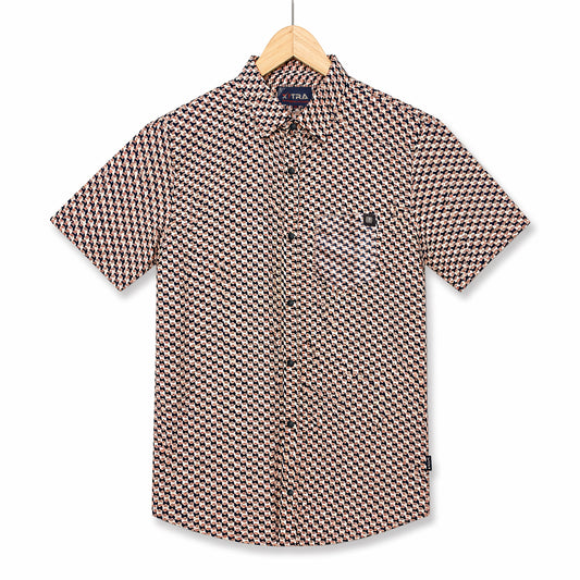 Geometric Micro Pattern Half Sleeve Casual Shirt | CD-PSH6